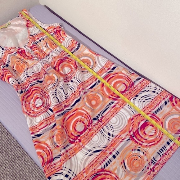 Twist brand Circles 100% cotton tangerine & white print sleeveless dress size 6 - Picture 8 of 9